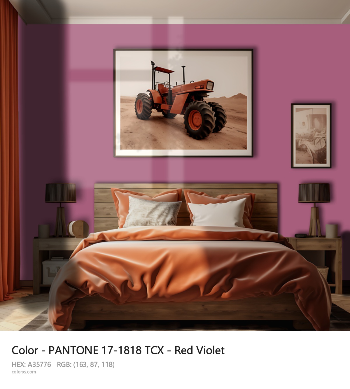 PANTONE 17-1818 TCX - Red Violet CMS vintage style bedroom interior