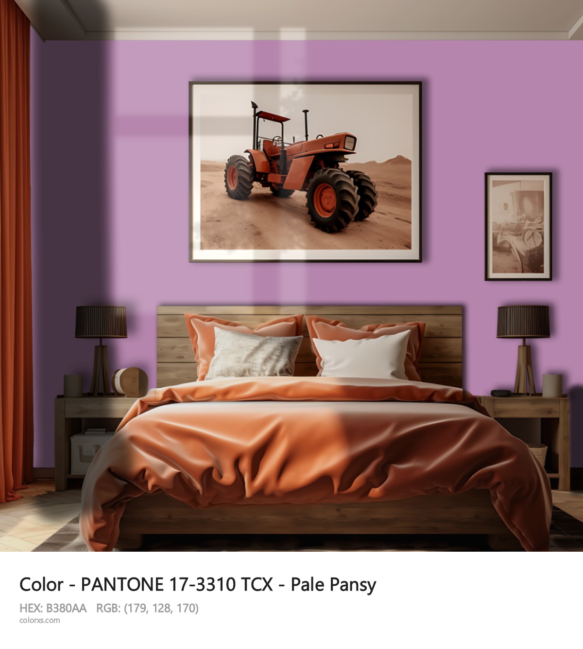 PANTONE 17-3310 TCX - Pale Pansy CMS vintage style bedroom interior
