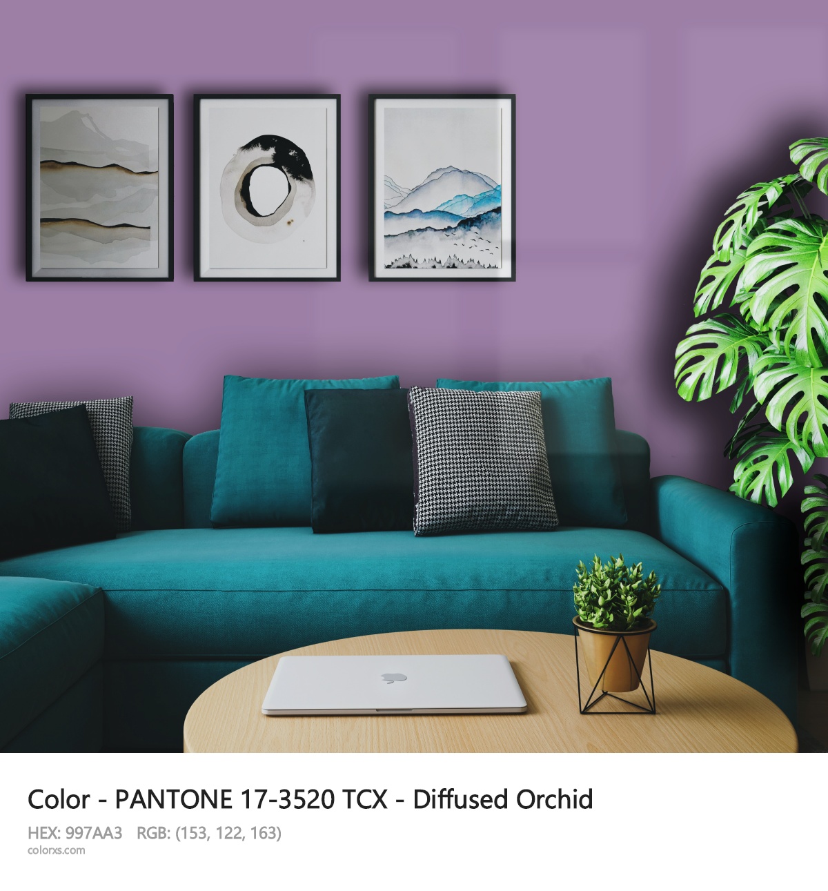 PANTONE 17-3520 TCX - Diffused Orchid CMS cozy coffee corner interior