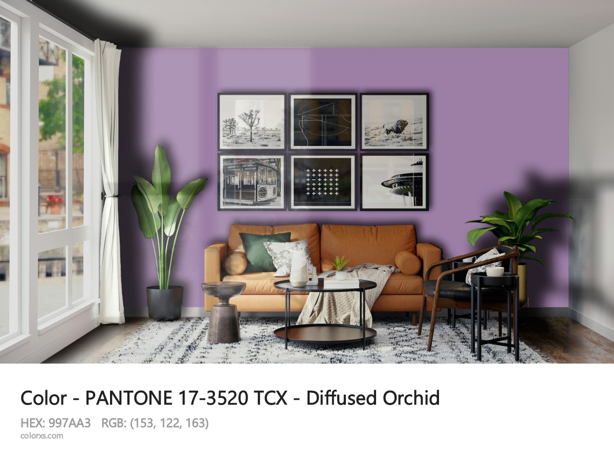 PANTONE 17-3520 TCX - Diffused Orchid CMS modern minimalist living room interior