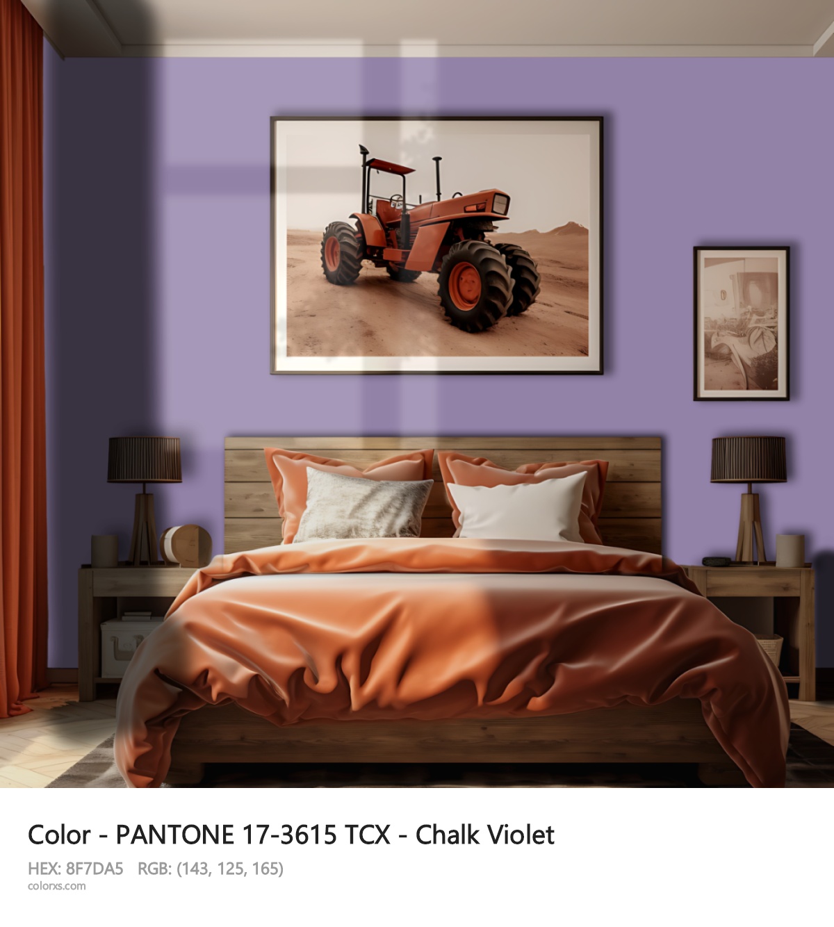 PANTONE 17-3615 TCX - Chalk Violet CMS vintage style bedroom interior
