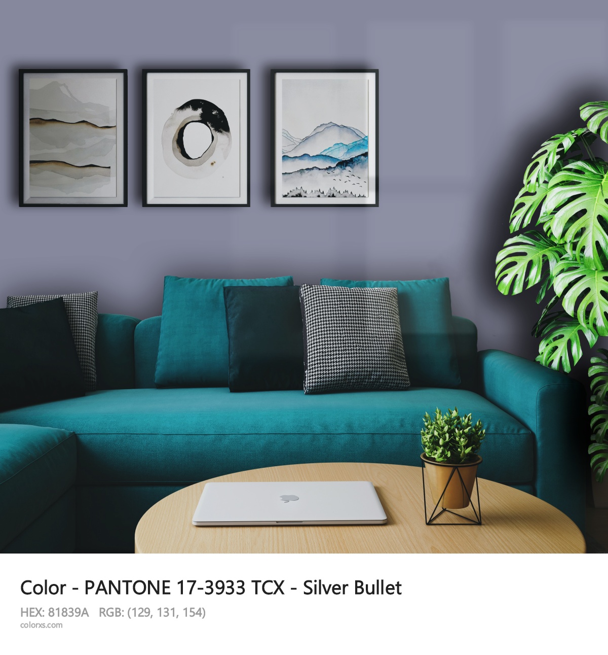 PANTONE 17-3933 TCX - Silver Bullet CMS cozy coffee corner interior