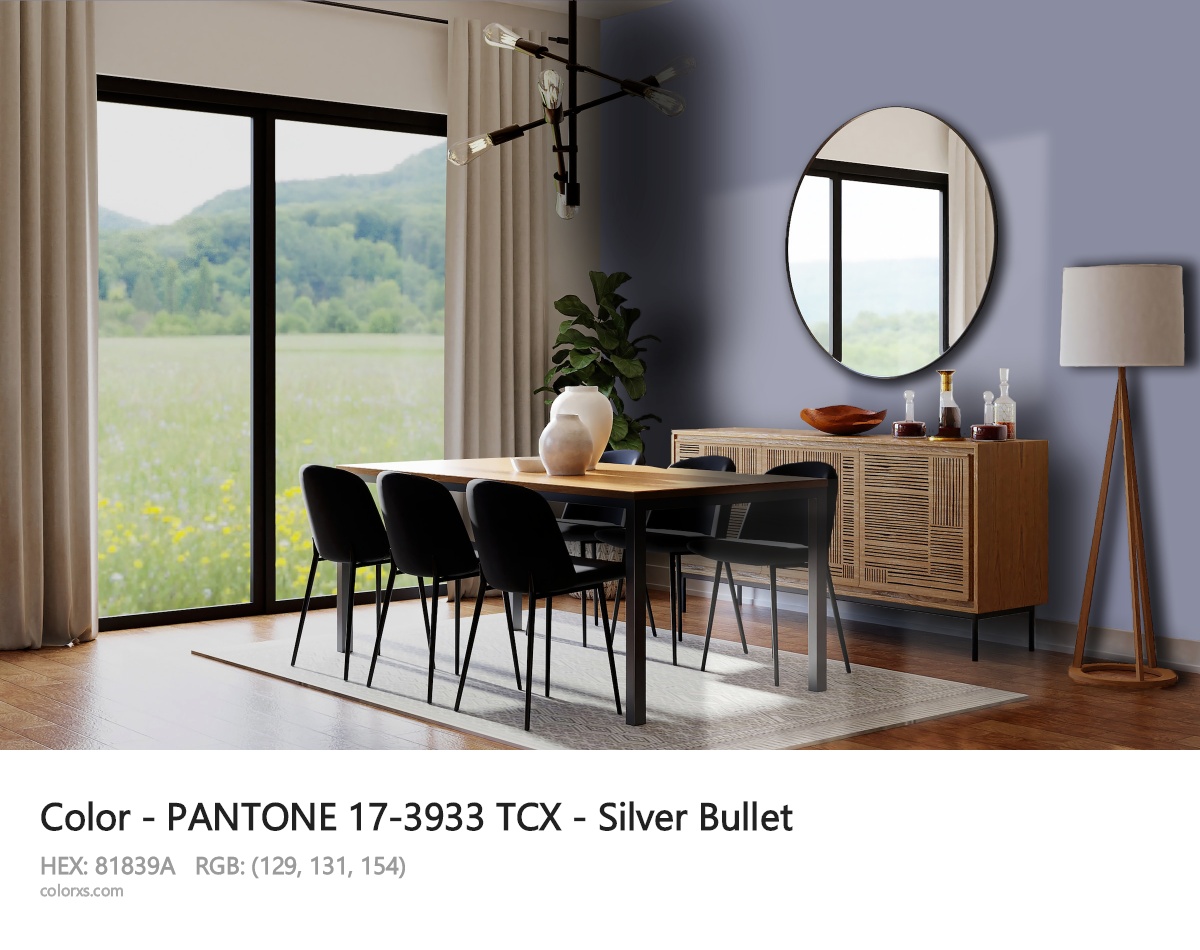 PANTONE 17-3933 TCX - Silver Bullet CMS dining room design