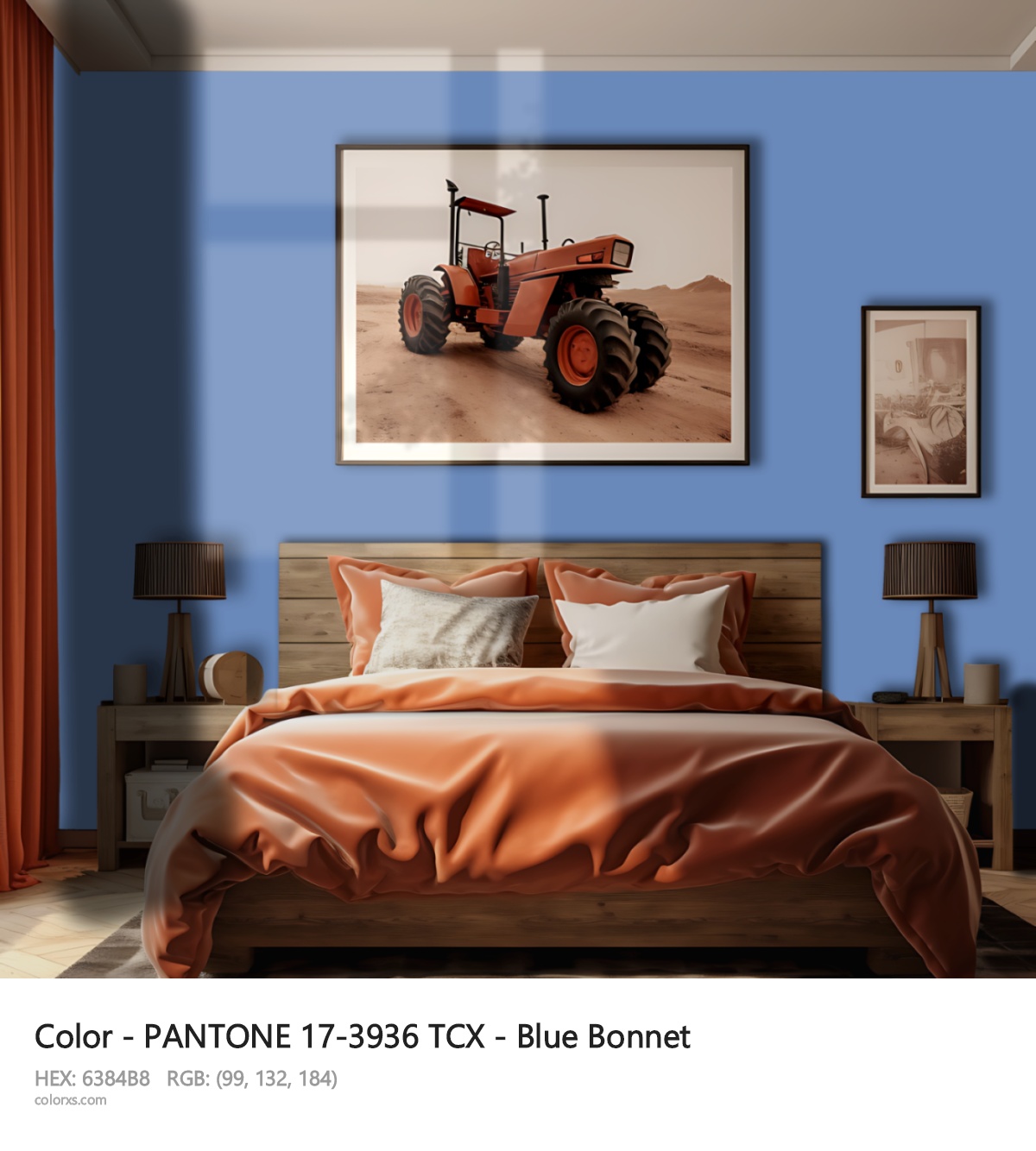 PANTONE 17-3936 TCX - Blue Bonnet CMS vintage style bedroom interior