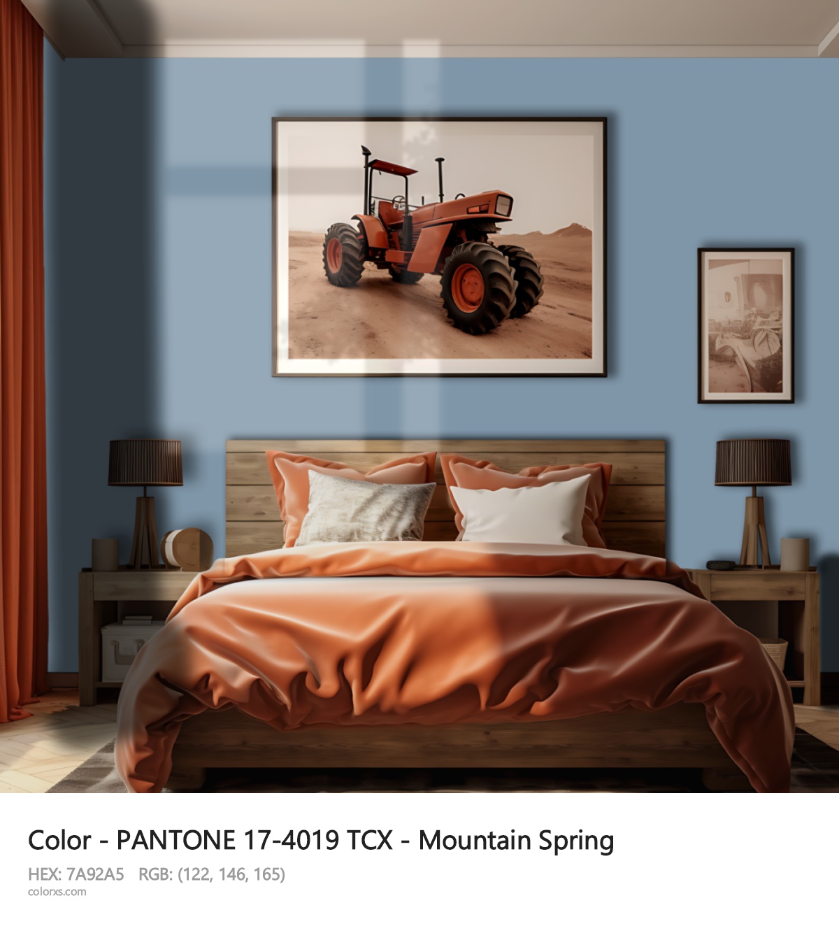 PANTONE 17-4019 TCX - Mountain Spring CMS vintage style bedroom interior