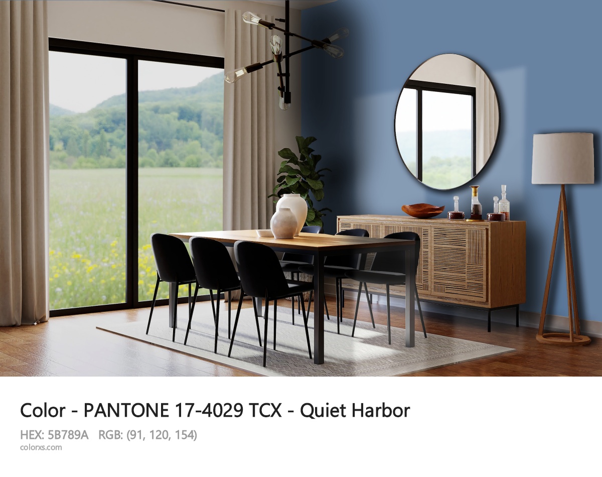PANTONE 17-4029 TCX - Quiet Harbor CMS dining room design