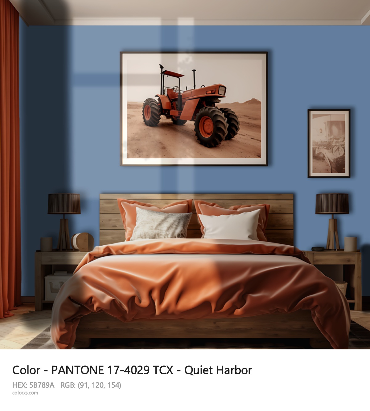 PANTONE 17-4029 TCX - Quiet Harbor CMS vintage style bedroom interior