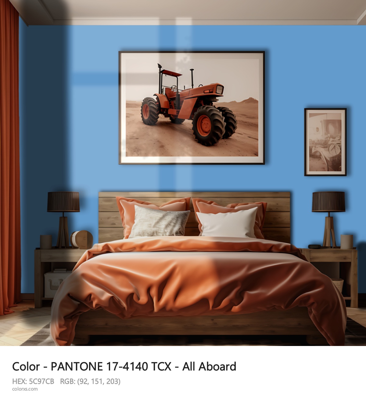 PANTONE 17-4140 TCX - All Aboard CMS vintage style bedroom interior