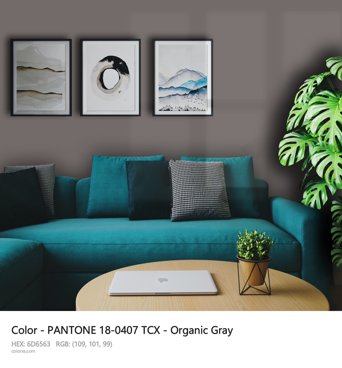 PANTONE 18-0407 TCX - Organic Gray CMS cozy coffee corner interior