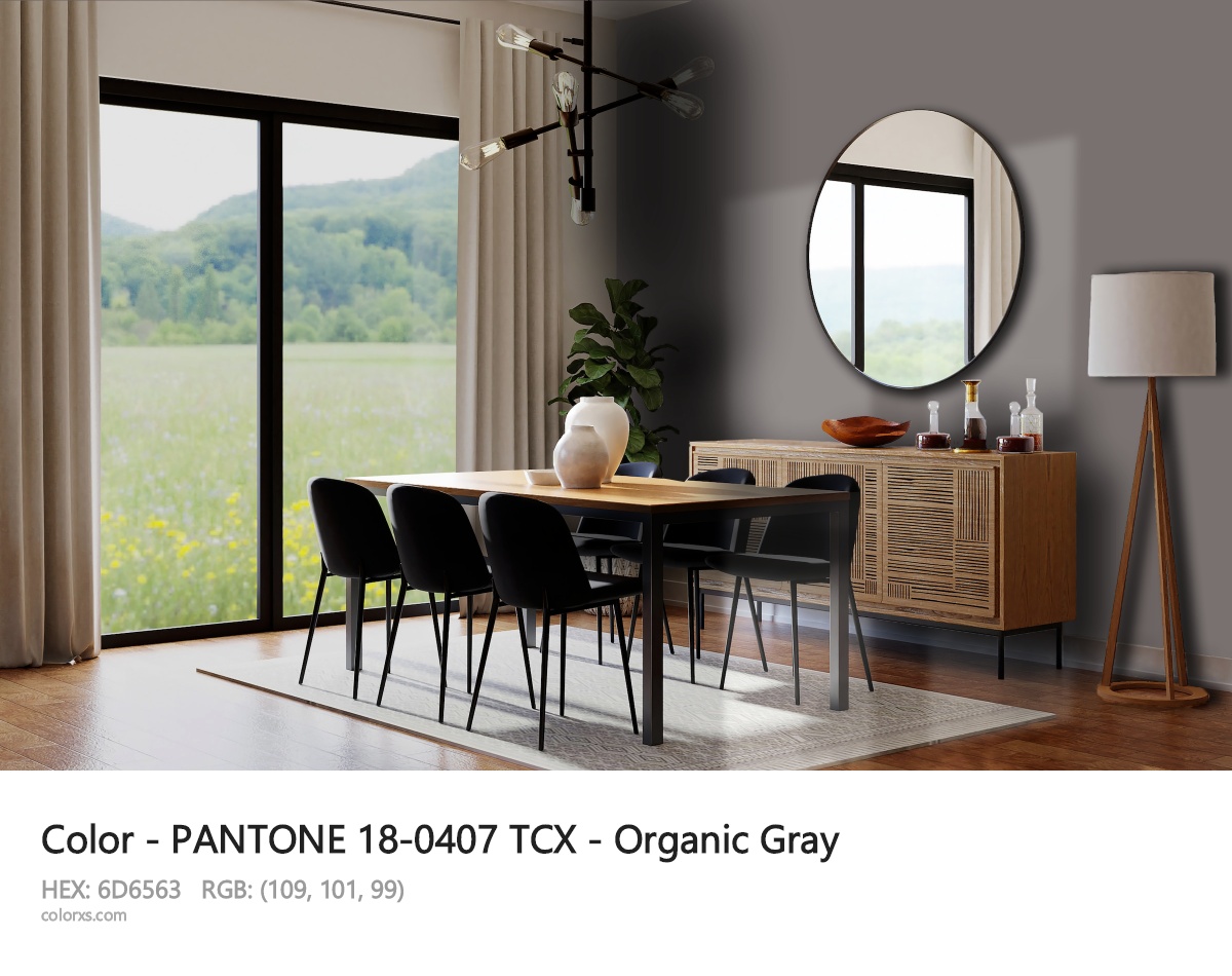 PANTONE 18-0407 TCX - Organic Gray CMS dining room design