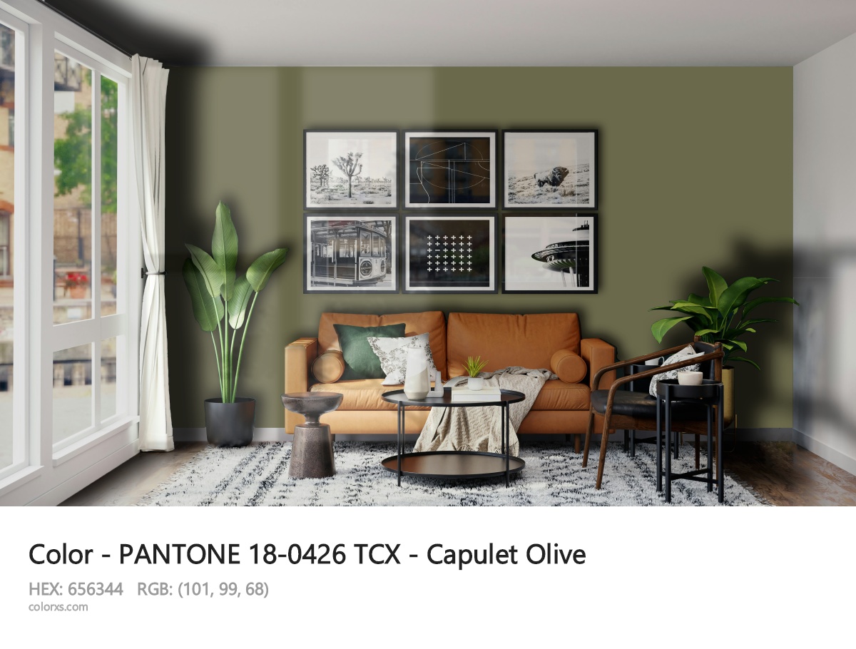 PANTONE 18-0426 TCX - Capulet Olive CMS modern minimalist living room interior