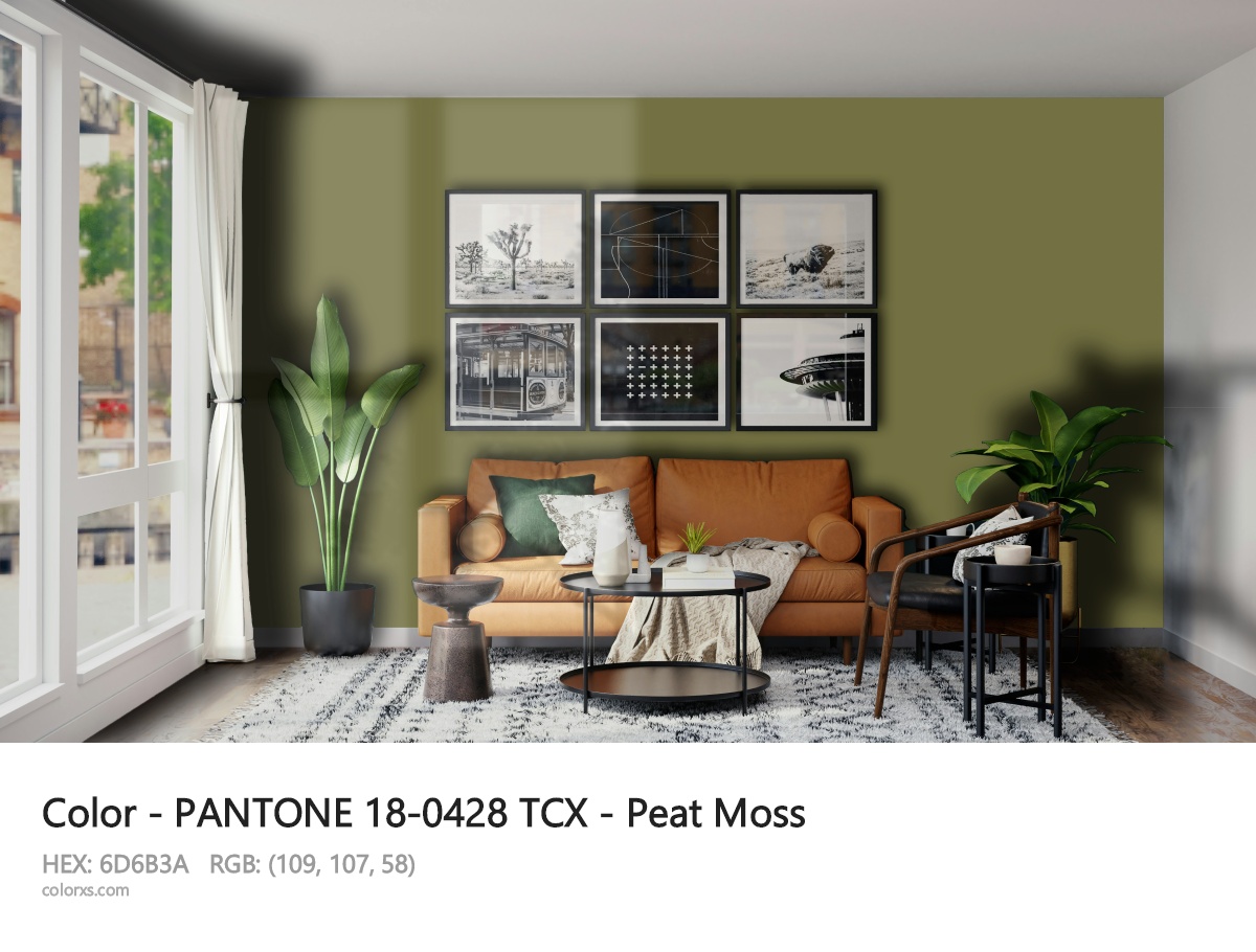 PANTONE 18-0428 TCX - Peat Moss CMS modern minimalist living room interior