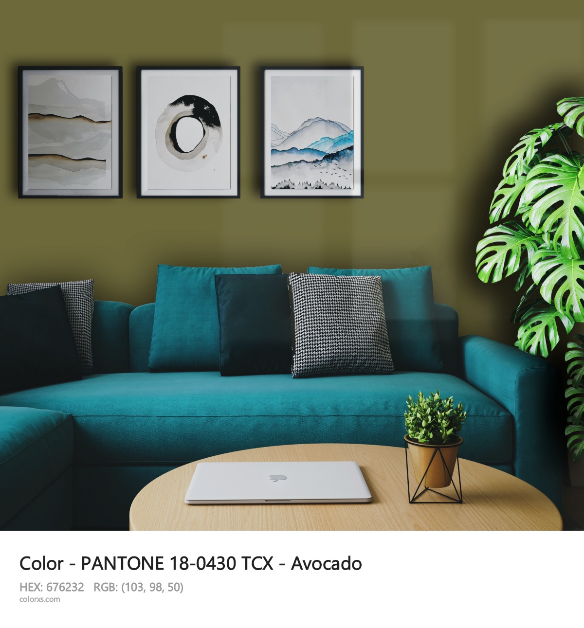 PANTONE 18-0430 TCX - Avocado CMS cozy coffee corner interior