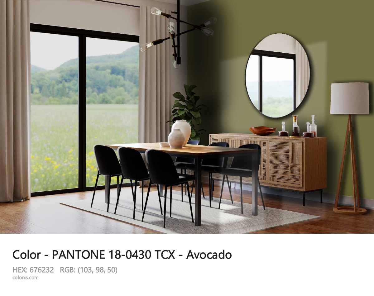 PANTONE 18-0430 TCX - Avocado CMS dining room design