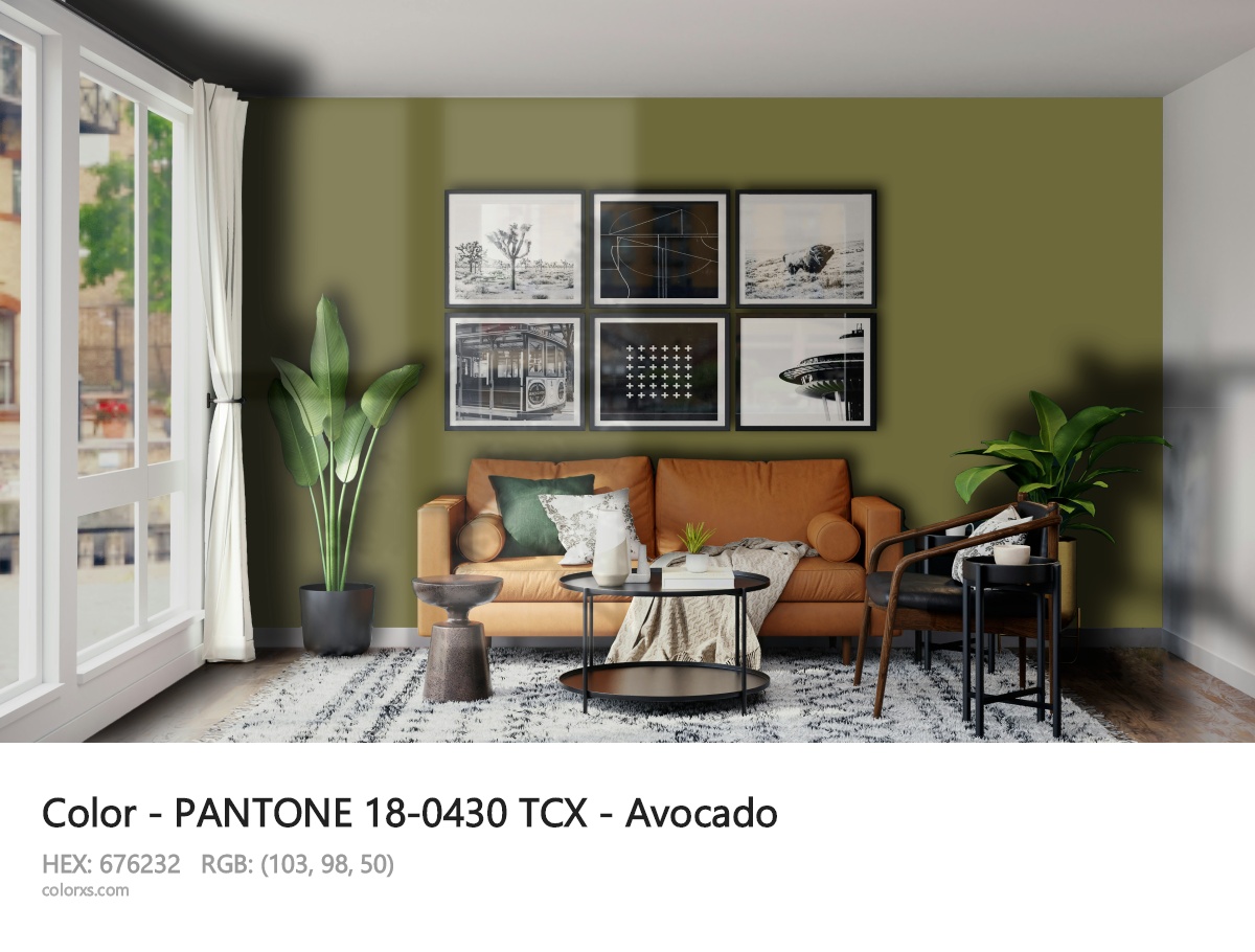 PANTONE 18-0430 TCX - Avocado CMS modern minimalist living room interior