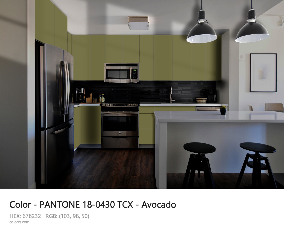PANTONE 18-0430 TCX - Avocado CMS modular kitchen design