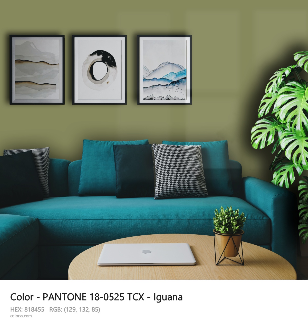 PANTONE 18-0525 TCX - Iguana CMS cozy coffee corner interior