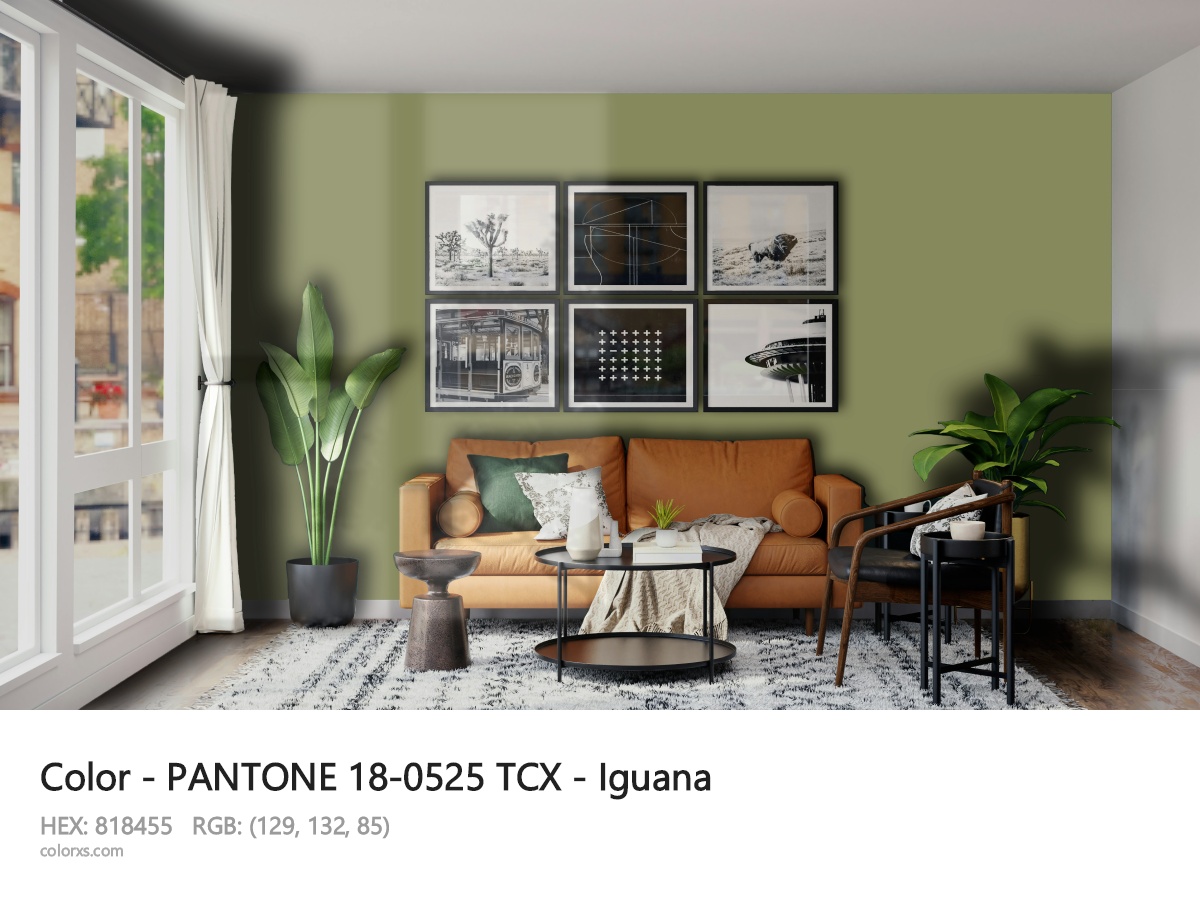 PANTONE 18-0525 TCX - Iguana CMS modern minimalist living room interior