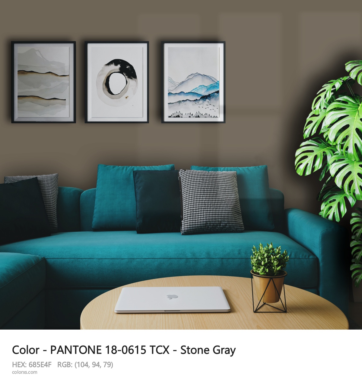 PANTONE 18-0615 TCX - Stone Gray CMS cozy coffee corner interior