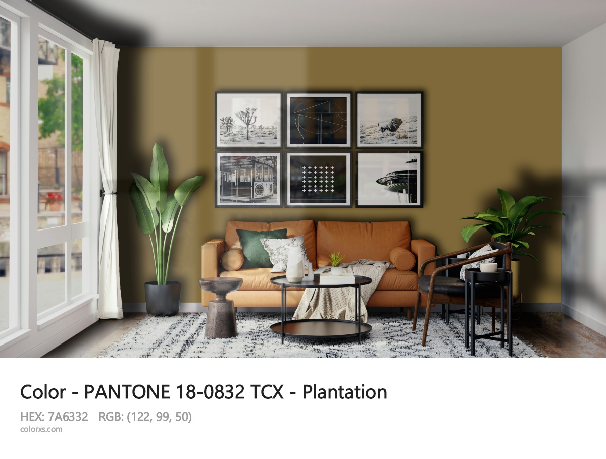 PANTONE 18-0832 TCX - Plantation CMS modern minimalist living room interior