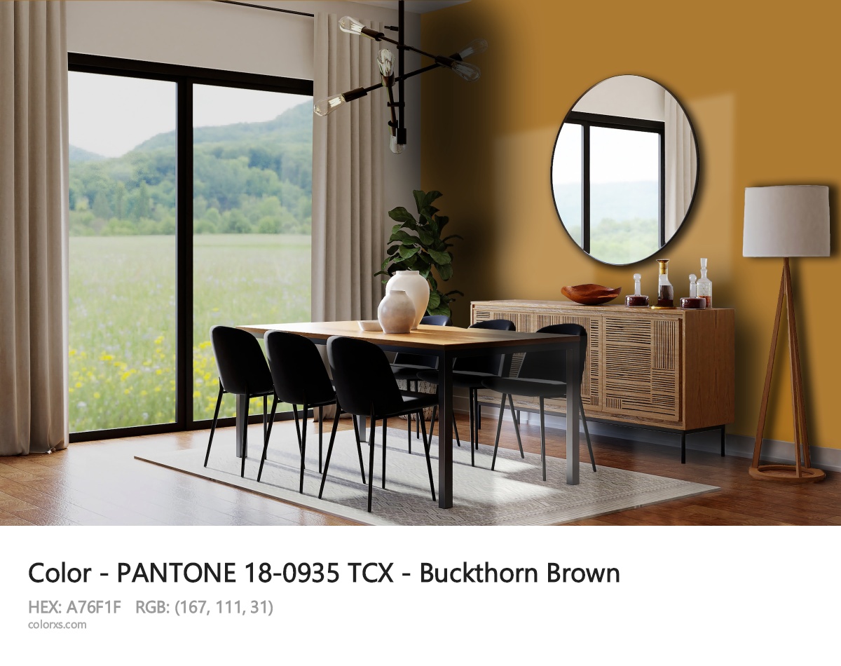 PANTONE 18-0935 TCX - Buckthorn Brown CMS dining room design