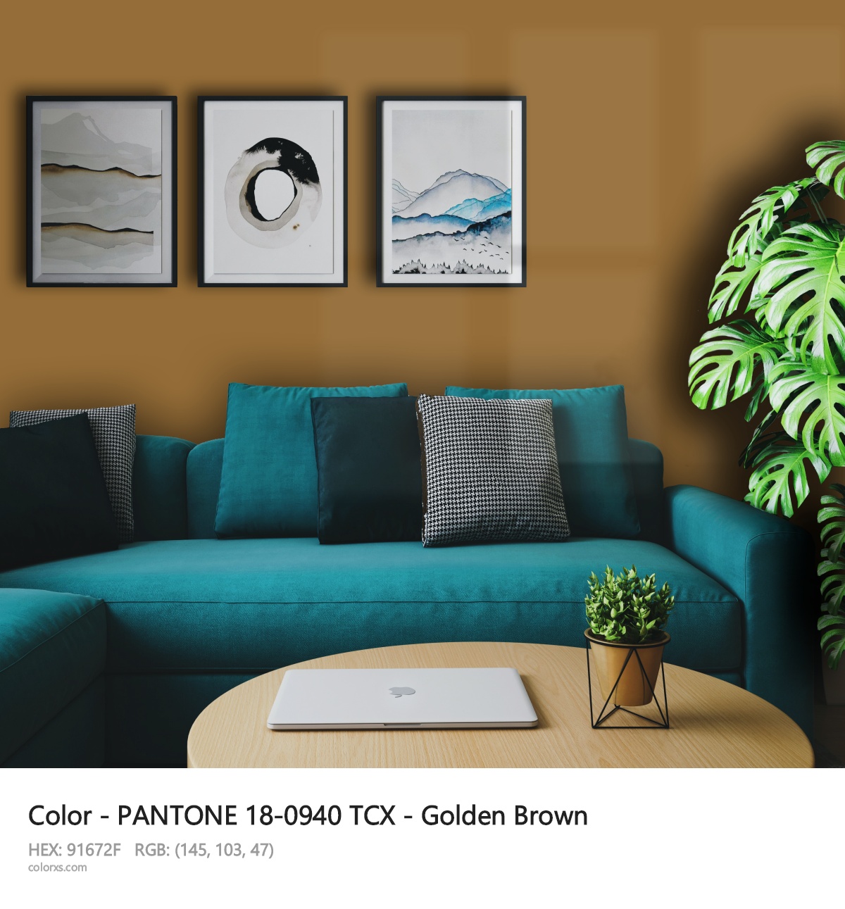 PANTONE 18-0940 TCX - Golden Brown CMS cozy coffee corner interior