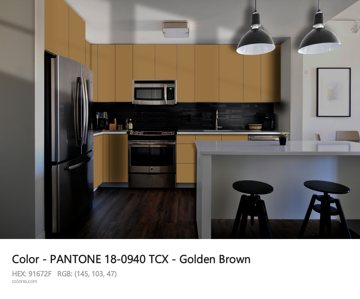 PANTONE 18-0940 TCX - Golden Brown CMS modular kitchen design
