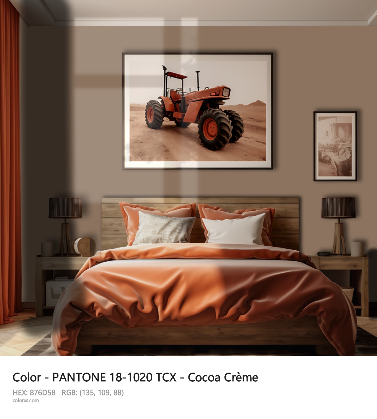 PANTONE 18-1020 TCX - Cocoa Crème CMS vintage style bedroom interior
