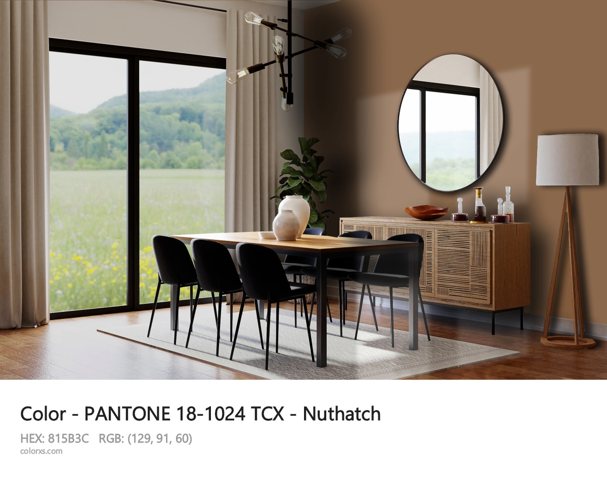 PANTONE 18-1024 TCX - Nuthatch CMS dining room design