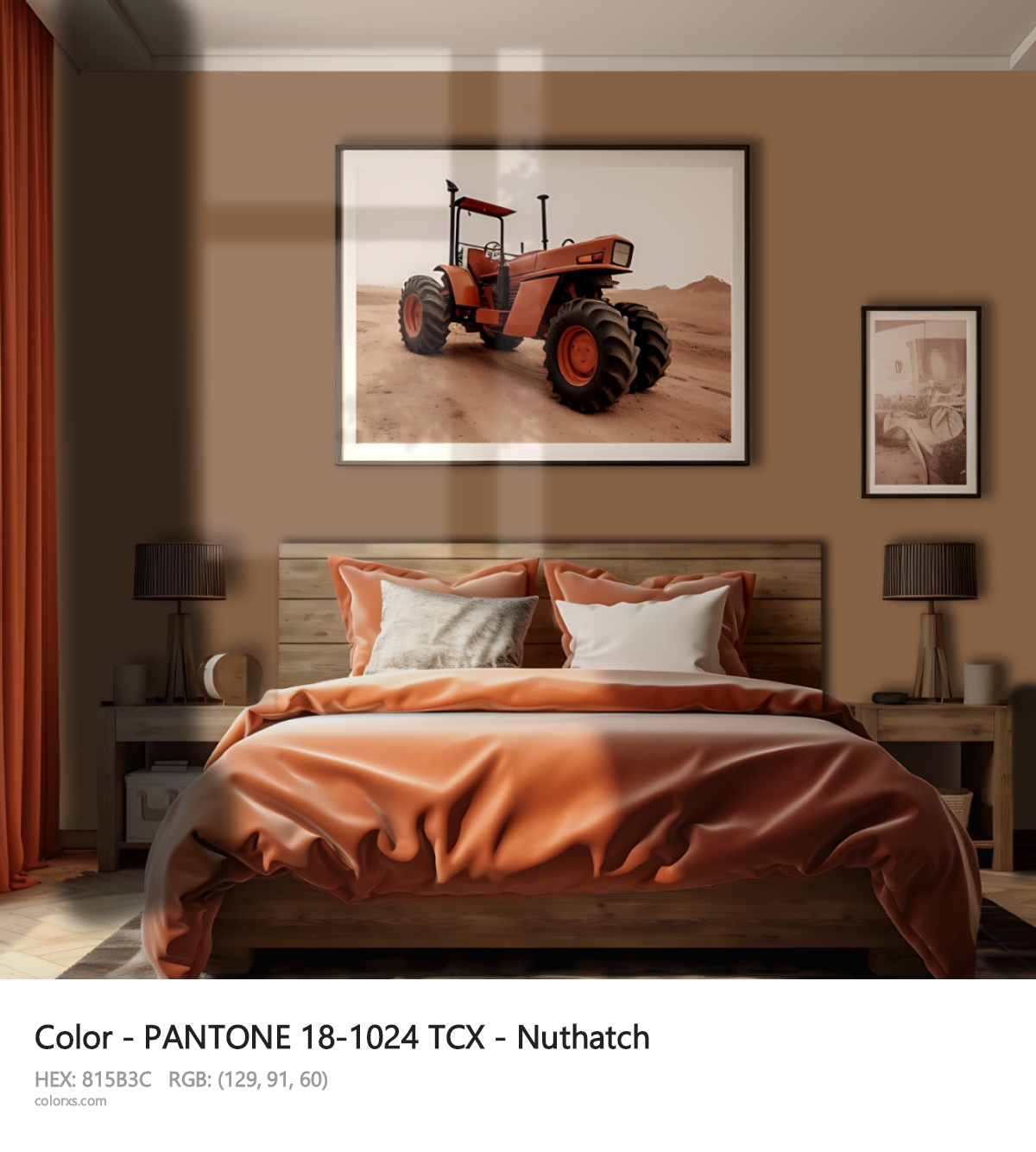 PANTONE 18-1024 TCX - Nuthatch CMS vintage style bedroom interior