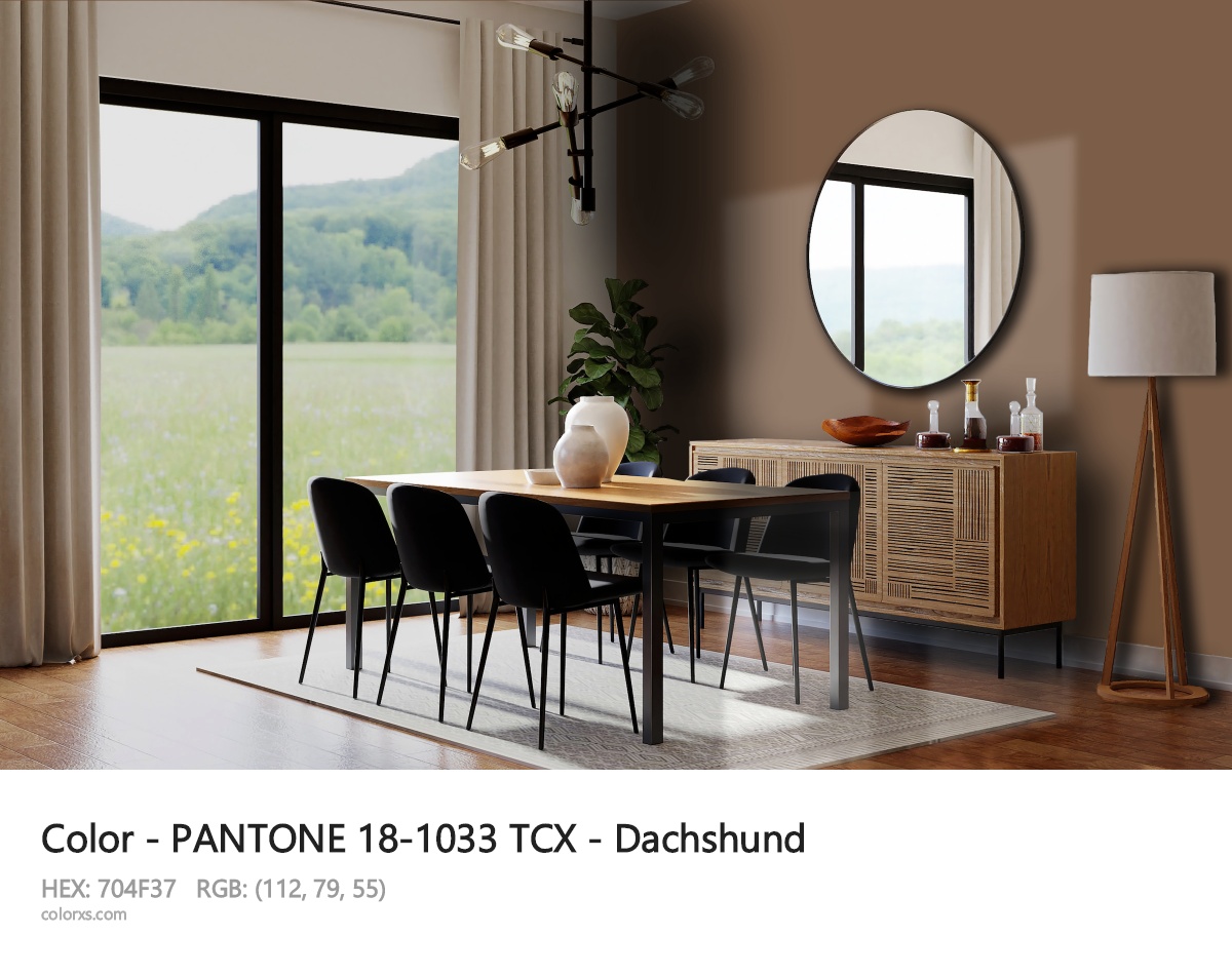 PANTONE 18-1033 TCX - Dachshund CMS dining room design