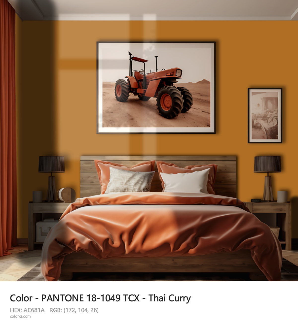 PANTONE 18-1049 TCX - Thai Curry CMS vintage style bedroom interior