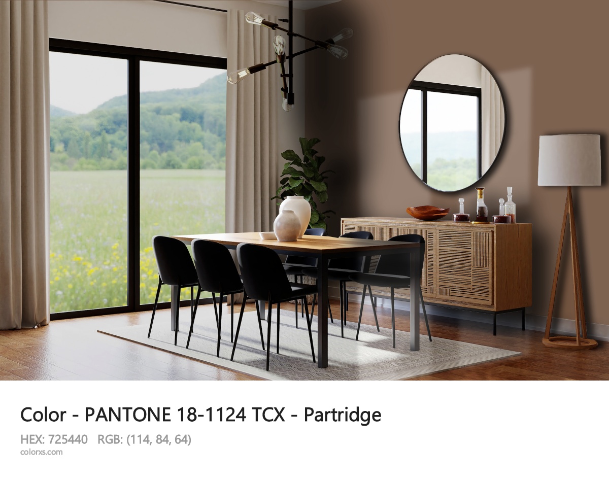 PANTONE 18-1124 TCX - Partridge CMS dining room design