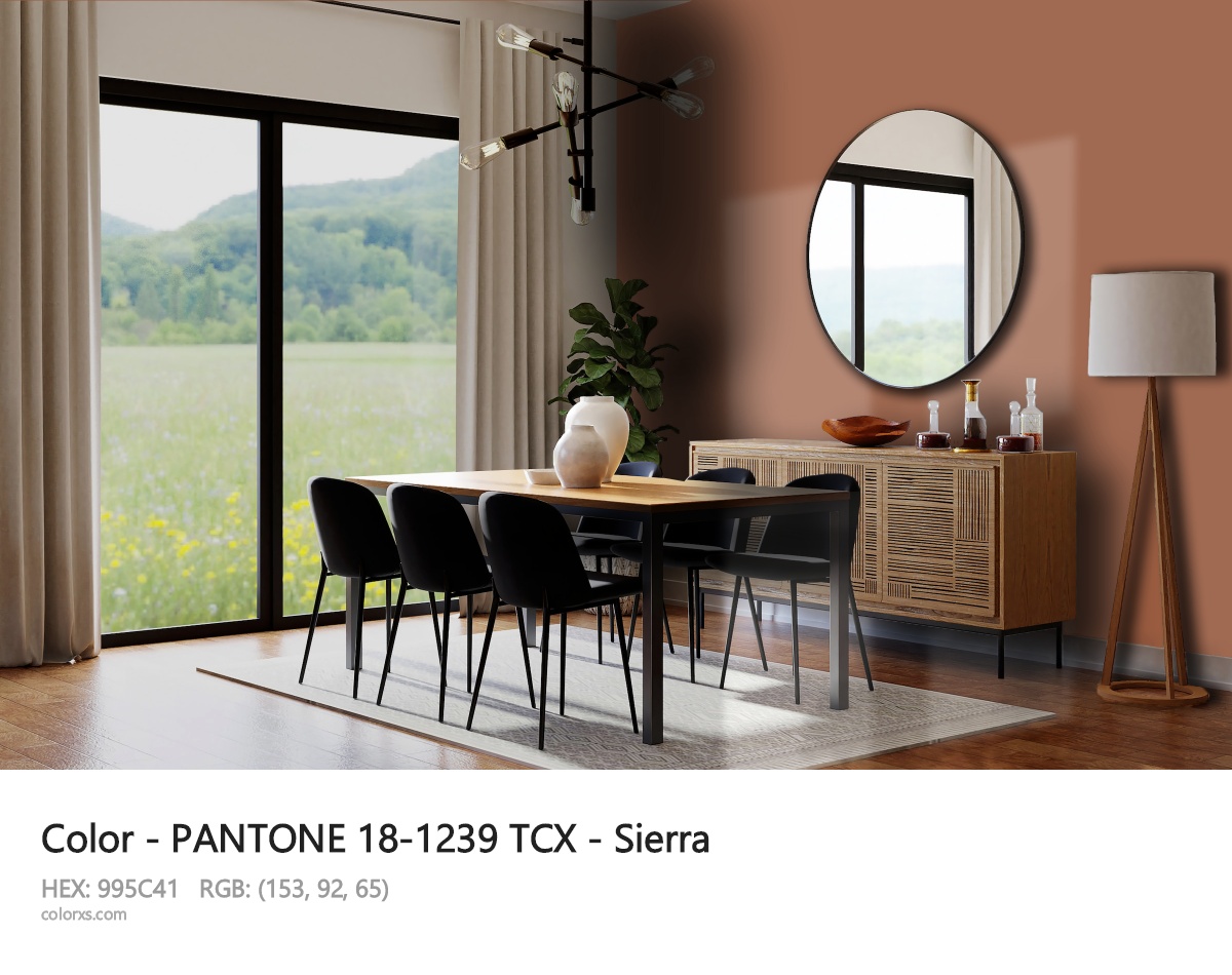 PANTONE 18-1239 TCX - Sierra CMS dining room design