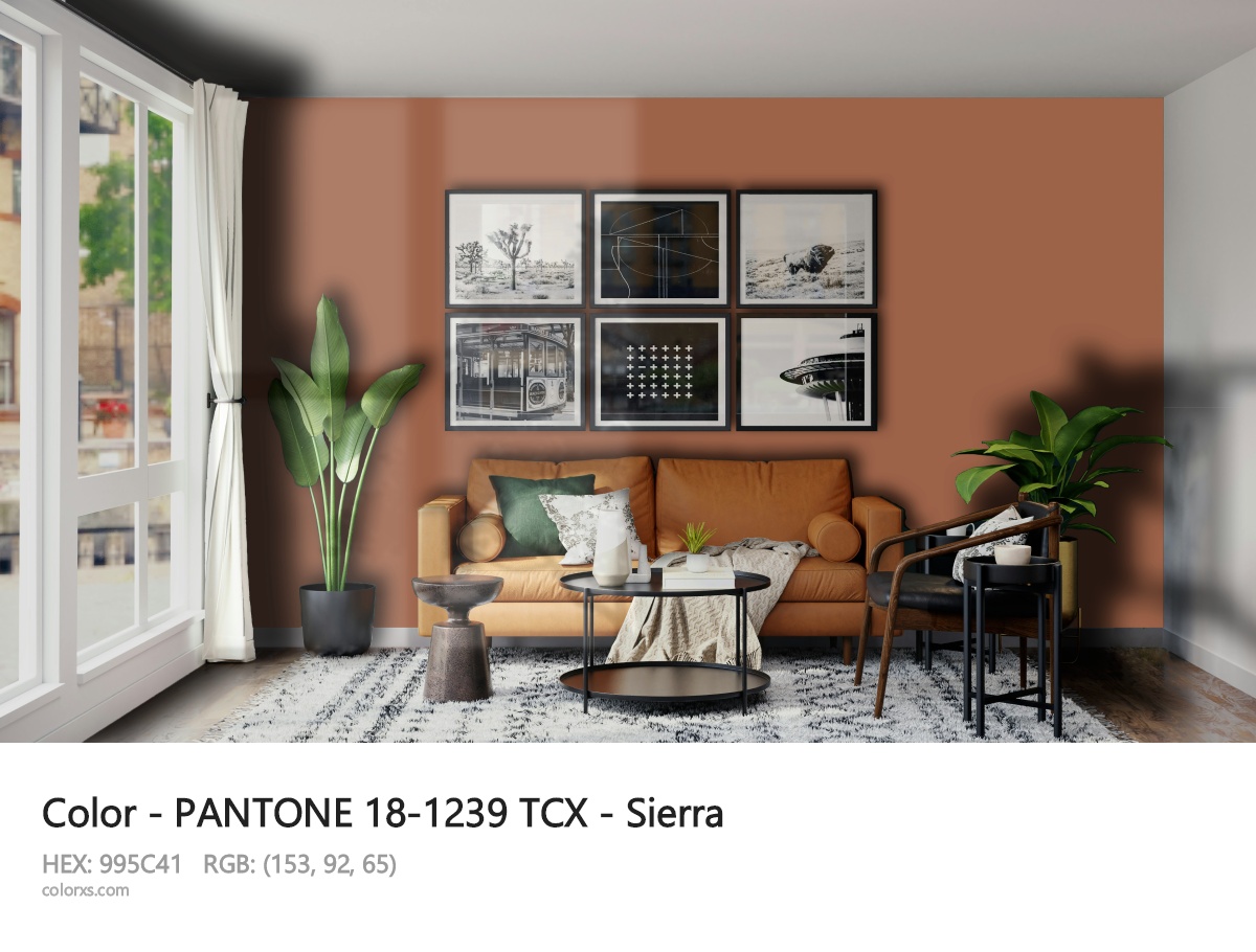 PANTONE 18-1239 TCX - Sierra CMS modern minimalist living room interior