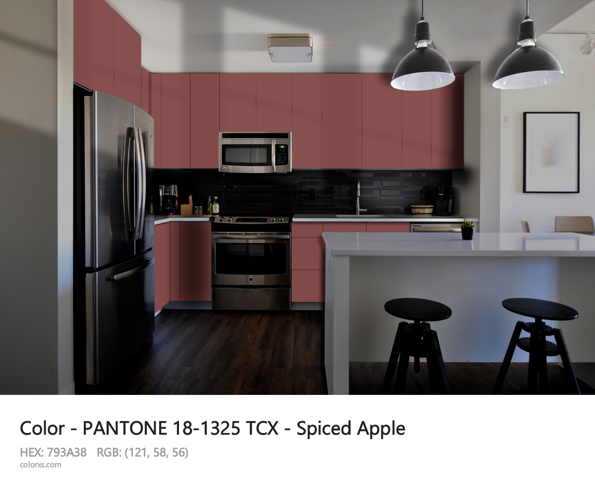 PANTONE 18-1325 TCX - Spiced Apple CMS modular kitchen design