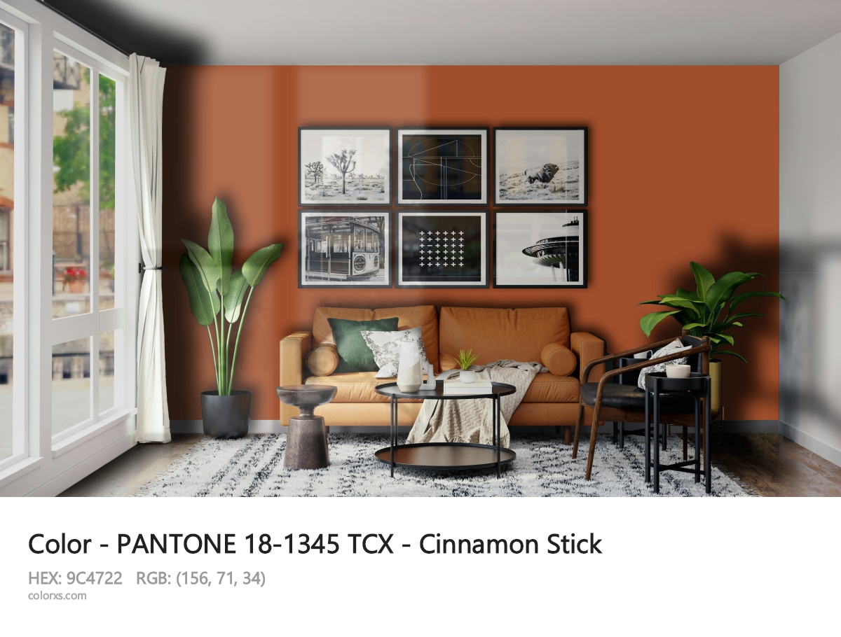 PANTONE 18-1345 TCX - Cinnamon Stick CMS modern minimalist living room interior