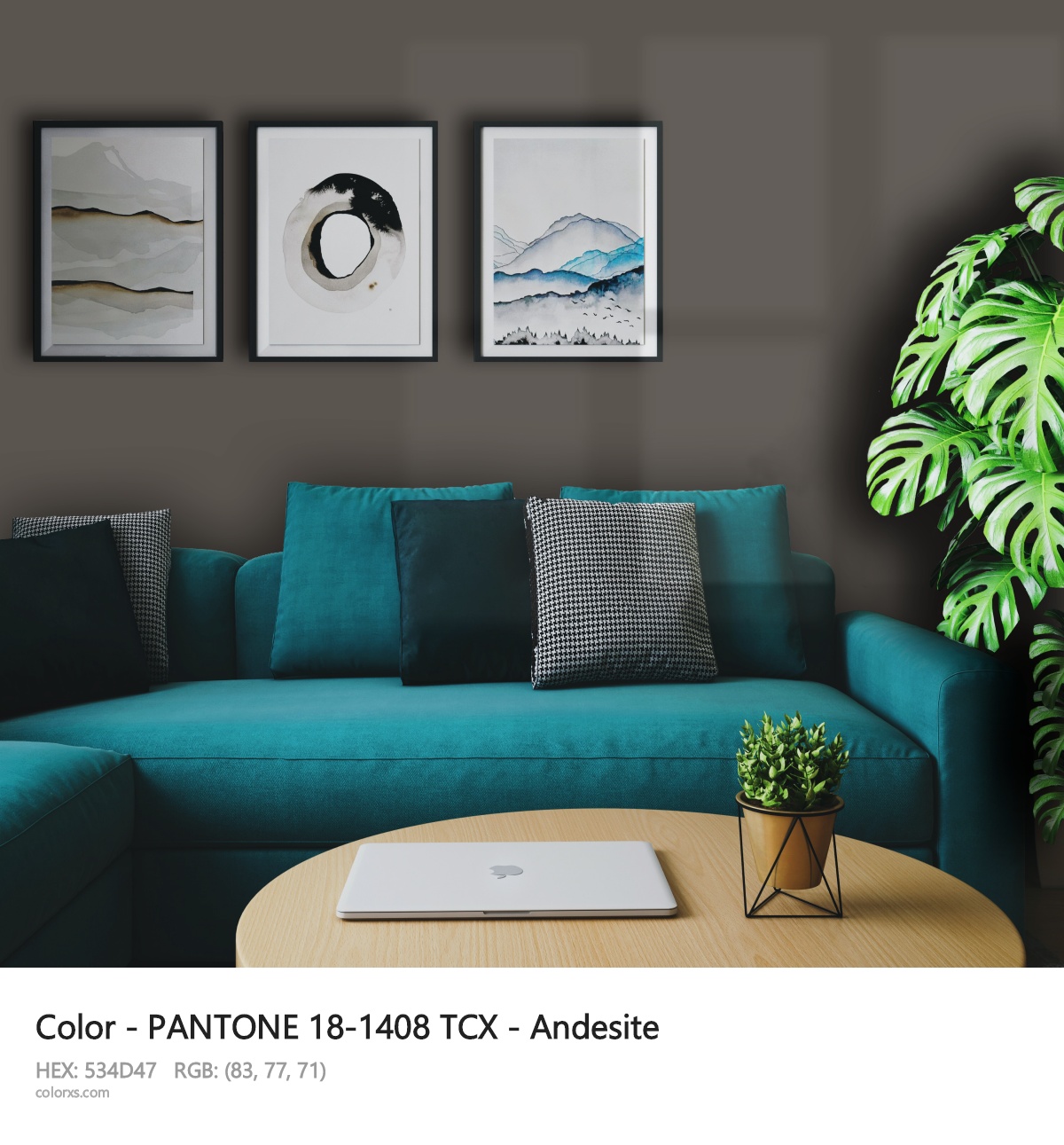About PANTONE 18-1408 TCX - Andesite color - its meaning and example