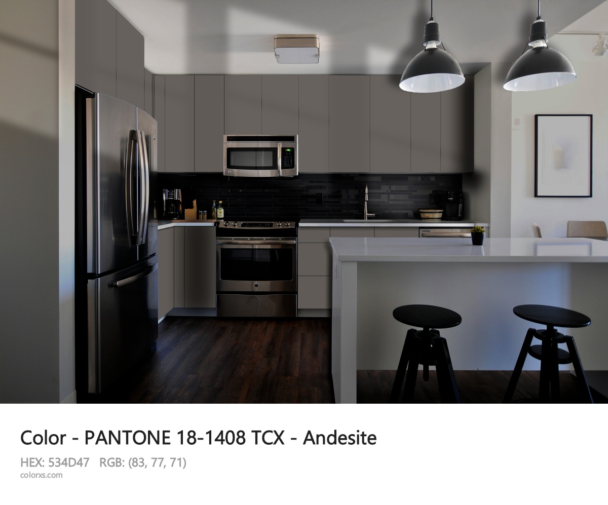 PANTONE 18-1408 TCX - Andesite CMS modular kitchen design