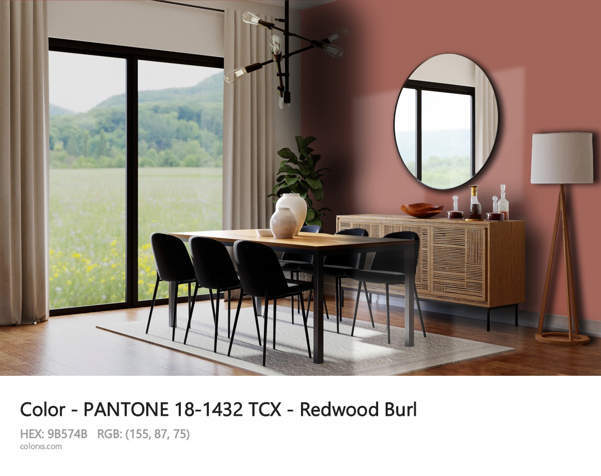 PANTONE 18-1432 TCX - Redwood Burl CMS dining room design