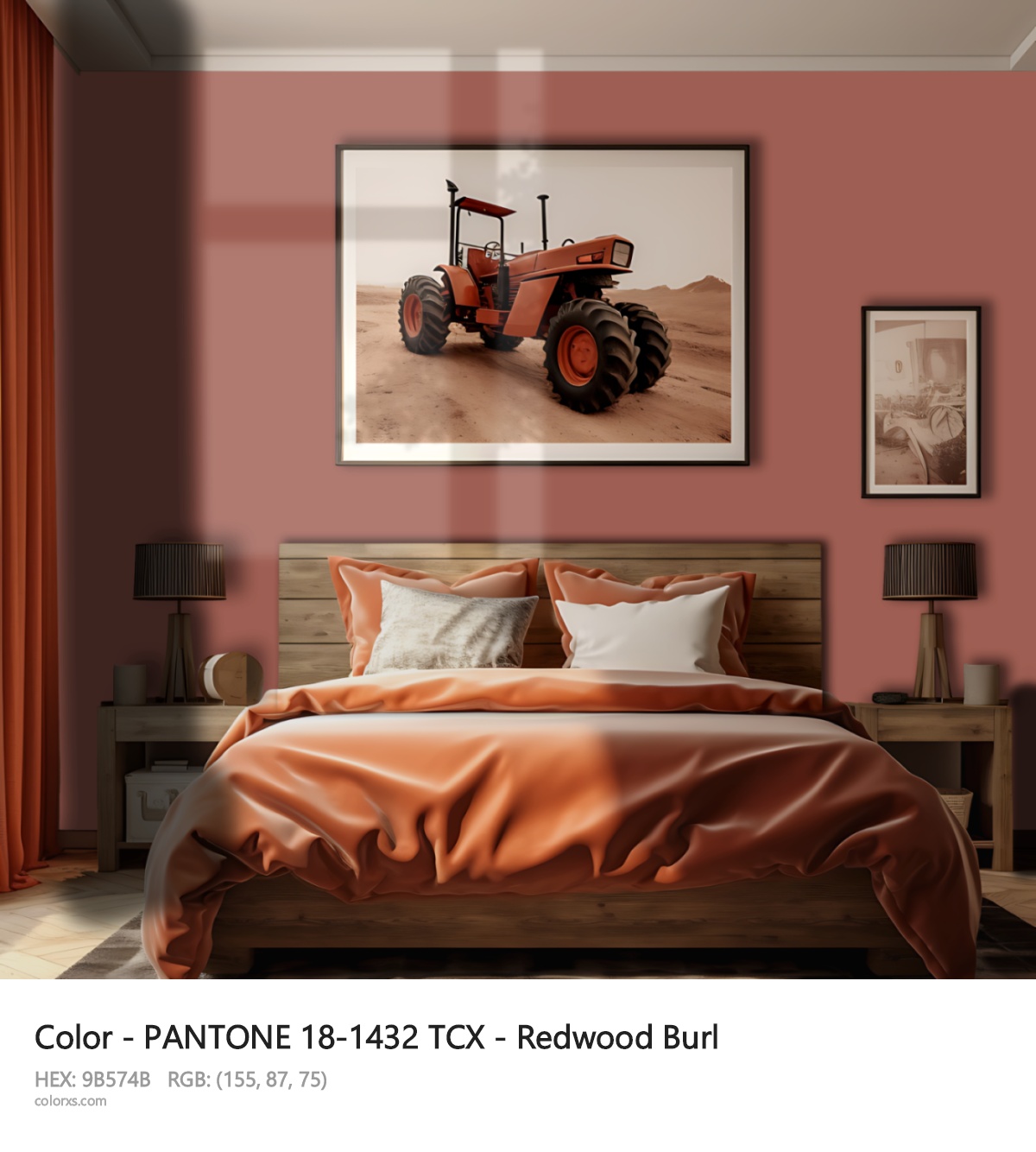 About PANTONE 18-1432 TCX - Redwood Burl color - its meaning and example