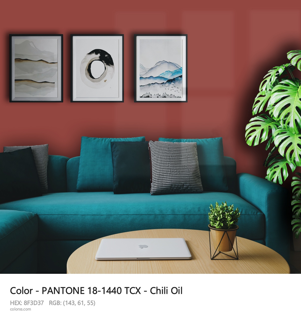 PANTONE 18-1440 TCX - Chili Oil CMS cozy coffee corner interior