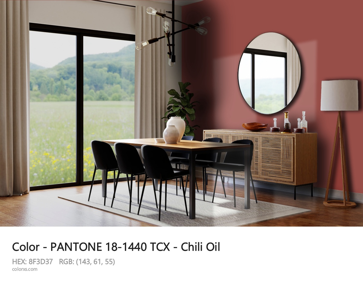 PANTONE 18-1440 TCX - Chili Oil CMS dining room design