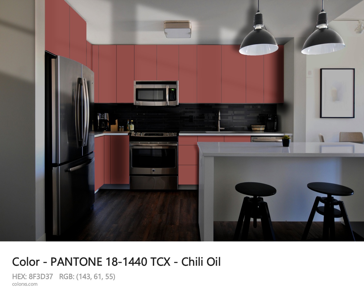 PANTONE 18-1440 TCX - Chili Oil CMS modular kitchen design