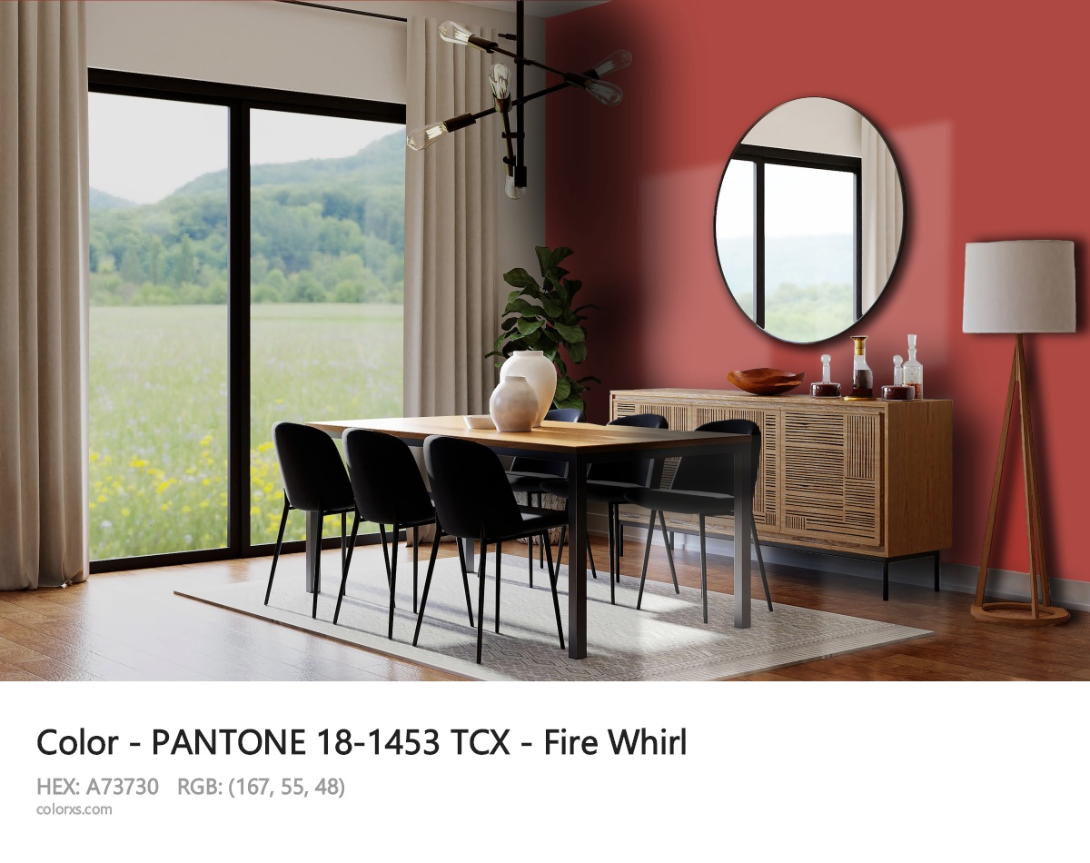 PANTONE 18-1453 TCX - Fire Whirl CMS dining room design