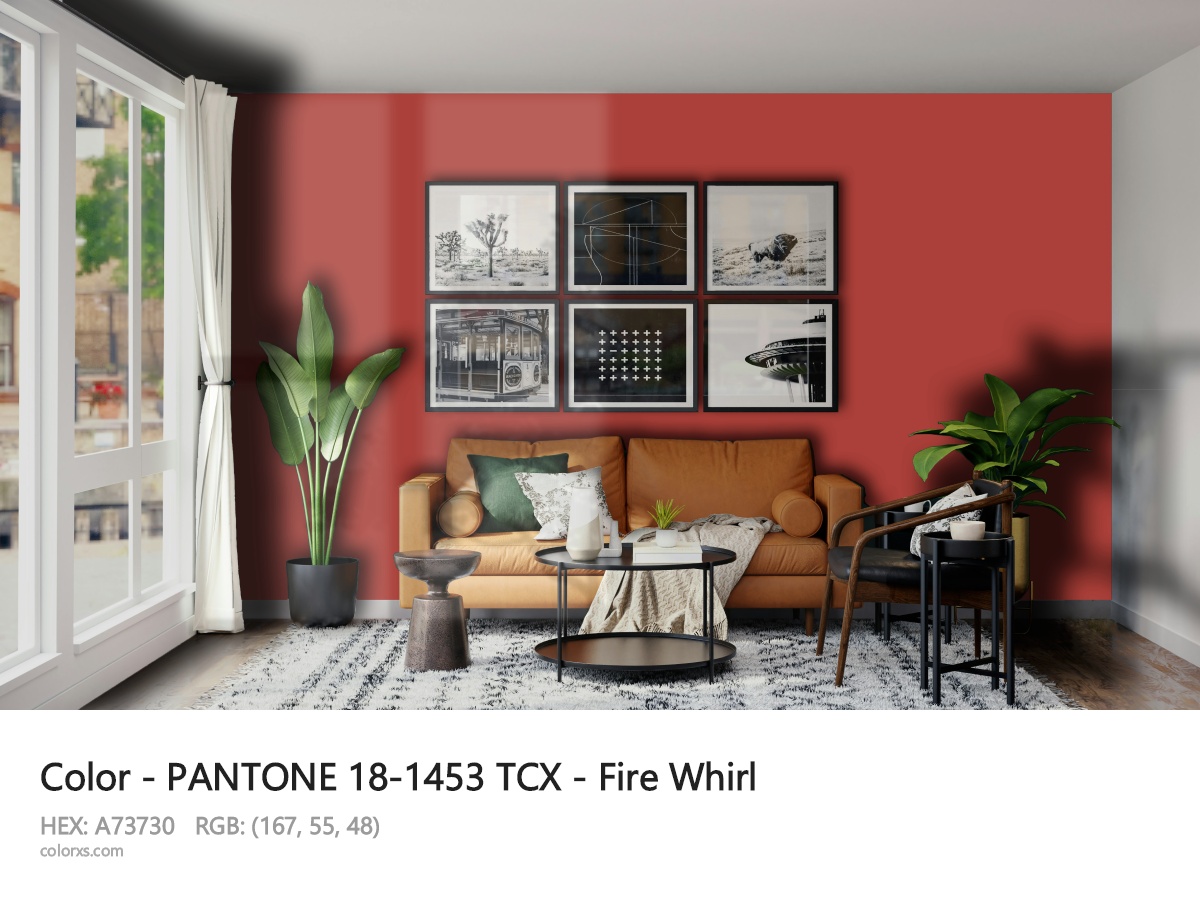 PANTONE 18-1453 TCX - Fire Whirl CMS modern minimalist living room interior