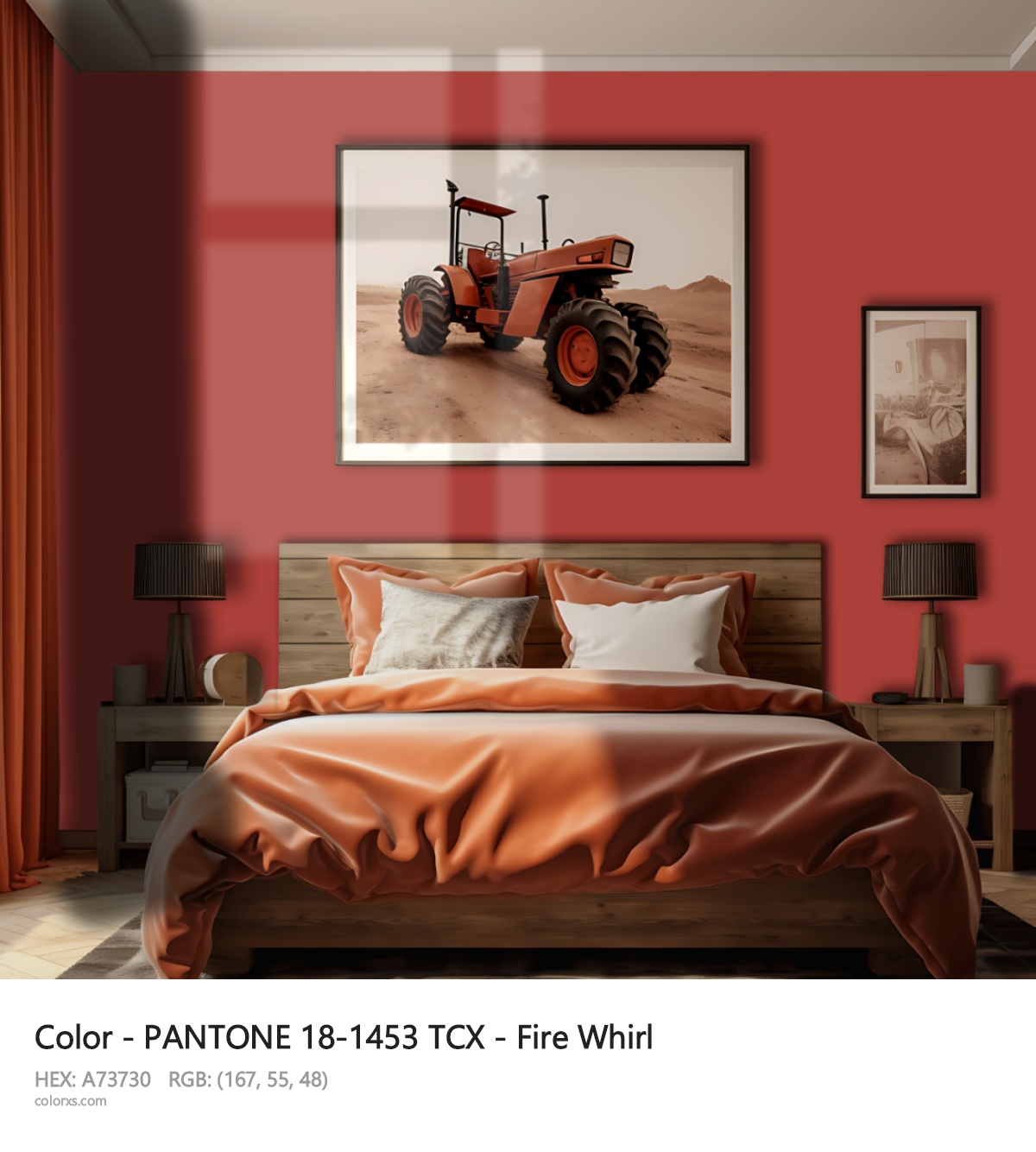 About PANTONE 18-1453 TCX - Fire Whirl color - its meaning and example