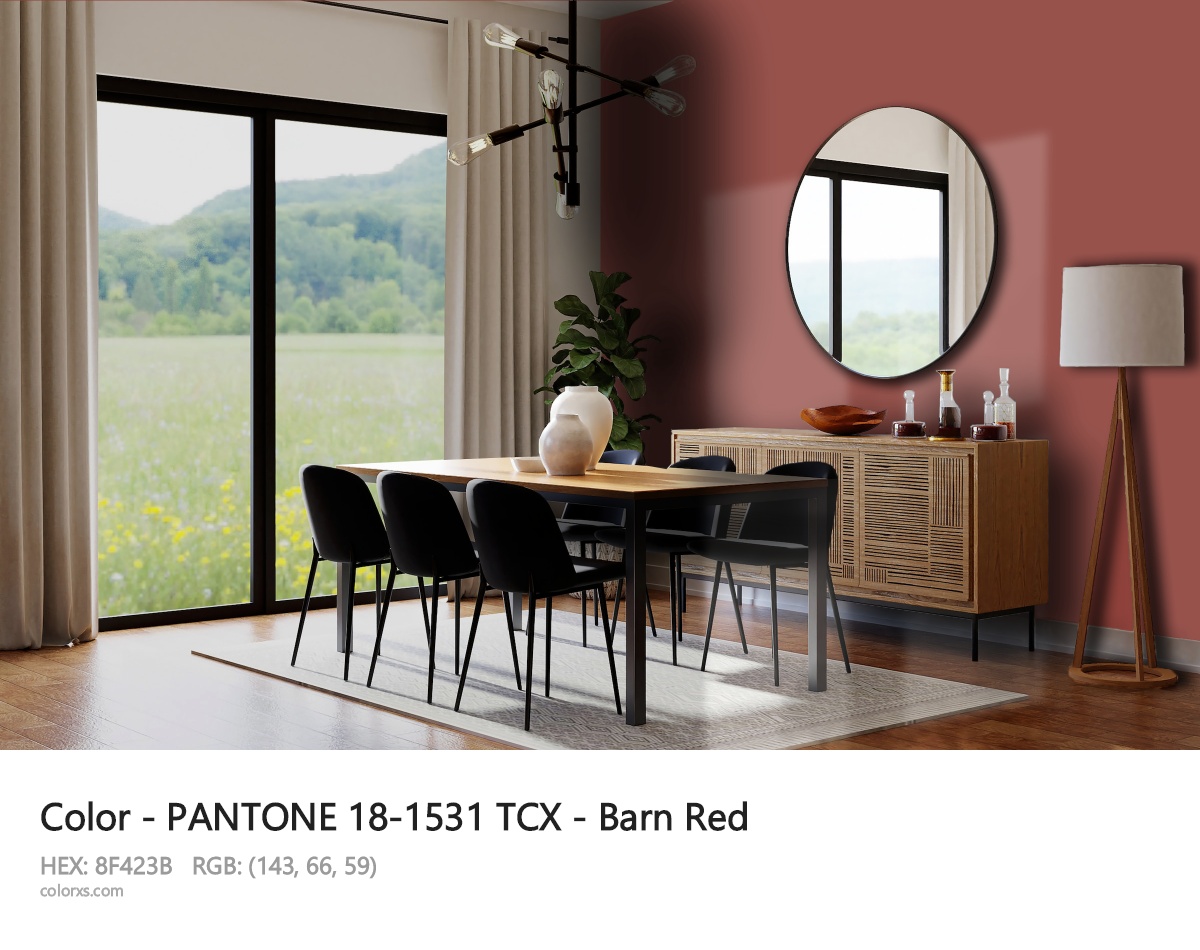 PANTONE 18-1531 TCX - Barn Red CMS dining room design