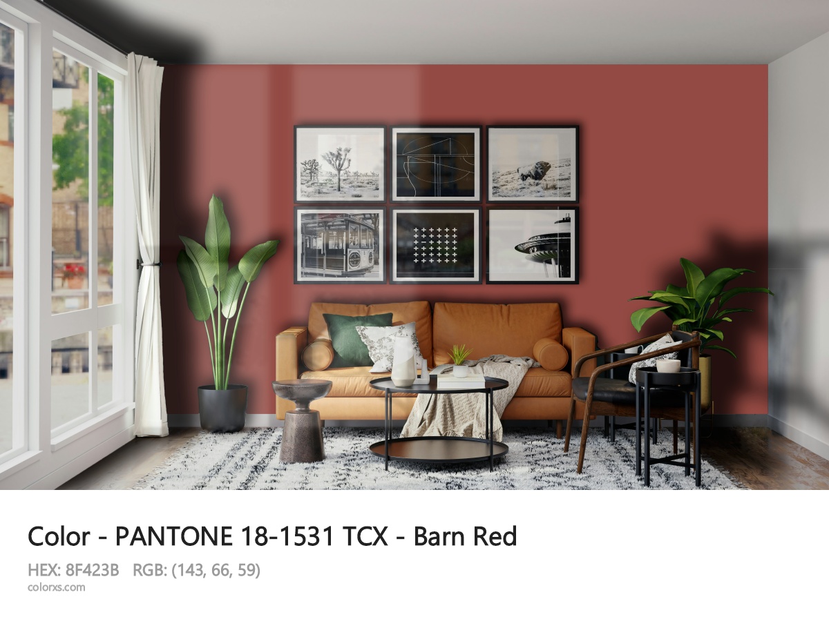 About PANTONE 18-1531 TCX - Barn Red color - its meaning and example