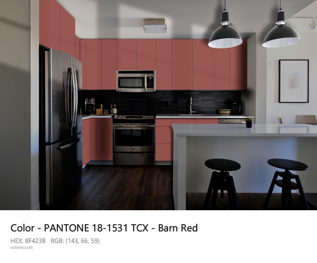 PANTONE 18-1531 TCX - Barn Red CMS modular kitchen design
